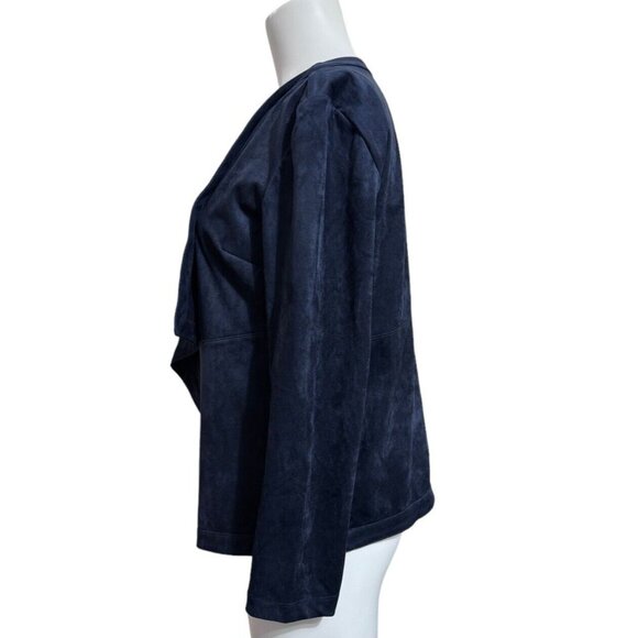 J. Jill Jacket Blue Faux Suede Open Front Long Sleeve SP Small Petite - Picture 3 of 7